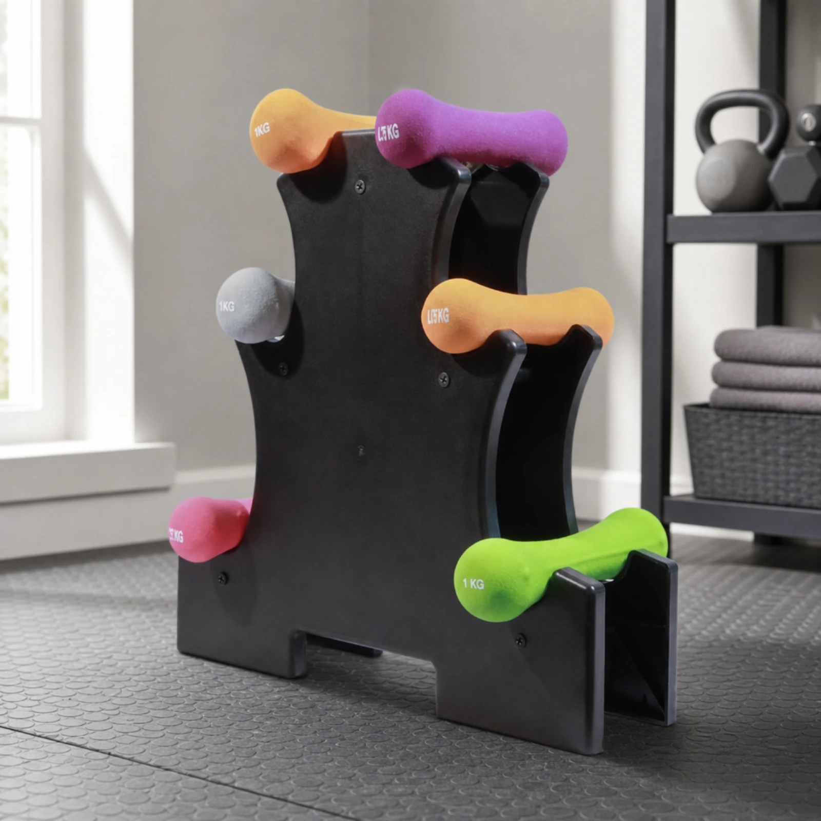 3-Tier Dumbbell Rack Sturdy Dumbbell Cradle Stand Three-Tier Weight Stand Sturdy Stylish for Home Gym Owners, Workout Corner