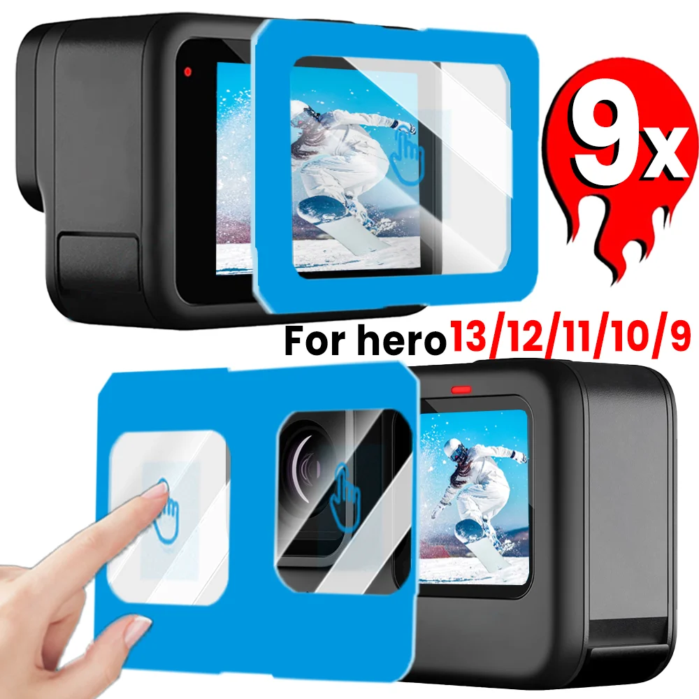 

For GoPro Hero 13 12 11 10 9 Easy Install Tempered Glass Screen Protectors Camera Lens Protective Films 3D Full Coverage Films