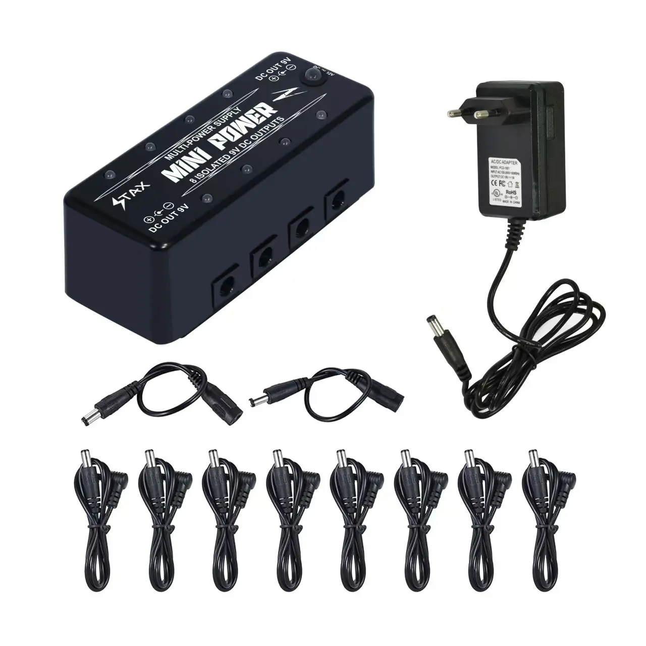 Stax Super Tiny Power Supply Legend 8 Isolated 9V DC Source Double Side Outputs 300mA for Guitar Pedal Pedalboard Metal