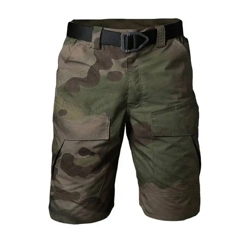 

Summer Hunting Camouflage Cargo Men Casual Multi Pocket Waterproof Cotton Ripstop Tactical Shorts