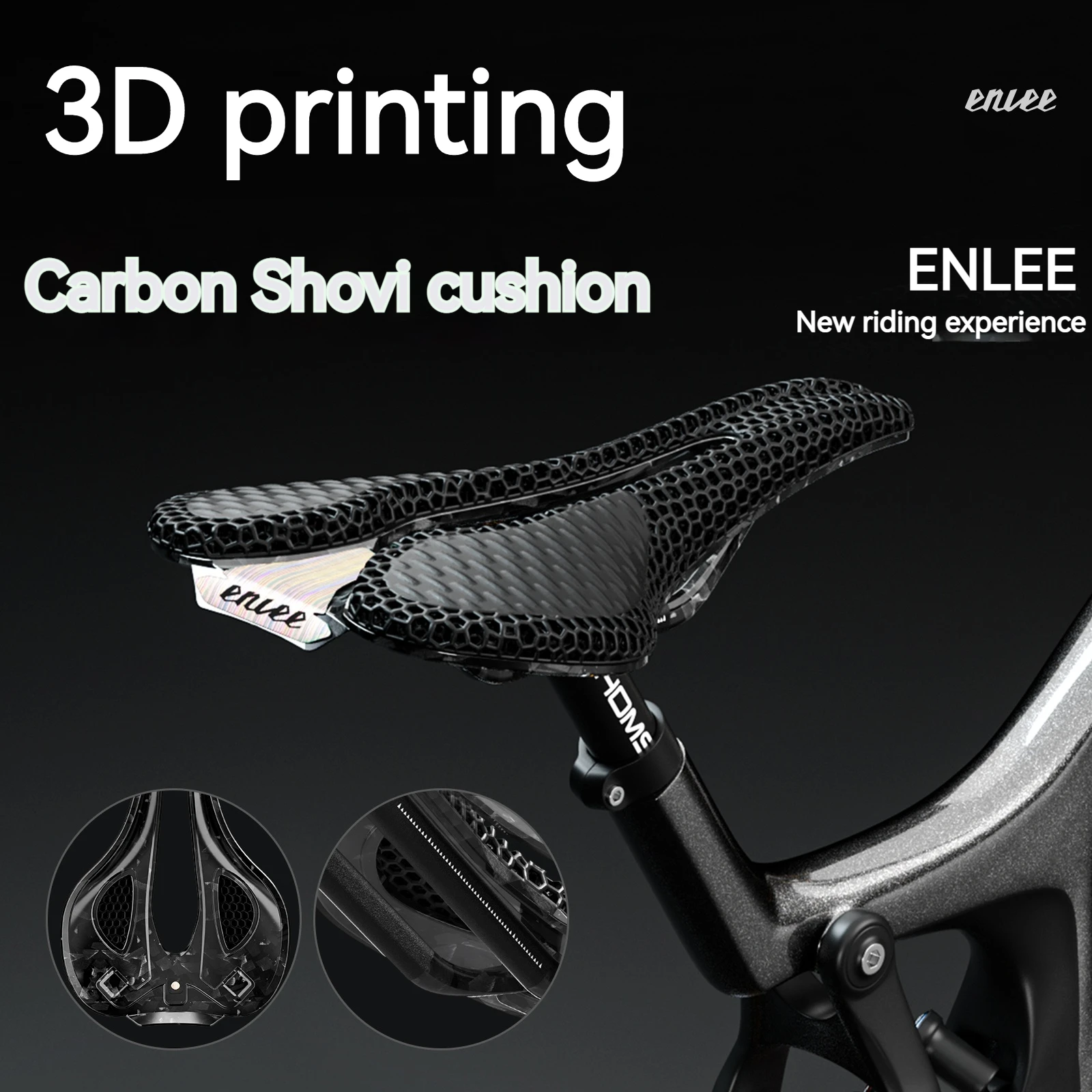 ENLEE Bicycle 3D Printed Saddle Ultralight Carbon Fiber Road Mountain Bike Seat Cushion Hollow Comfortable 3D MTB Saddle Seat