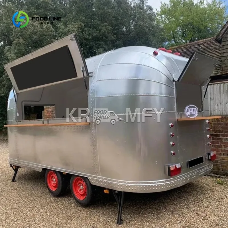 China Multi-function Coffee Carts Stainless Steel Food Trailer Mobile Food Cart Truck CE DOT Approved Fast Coffee Catering Cart