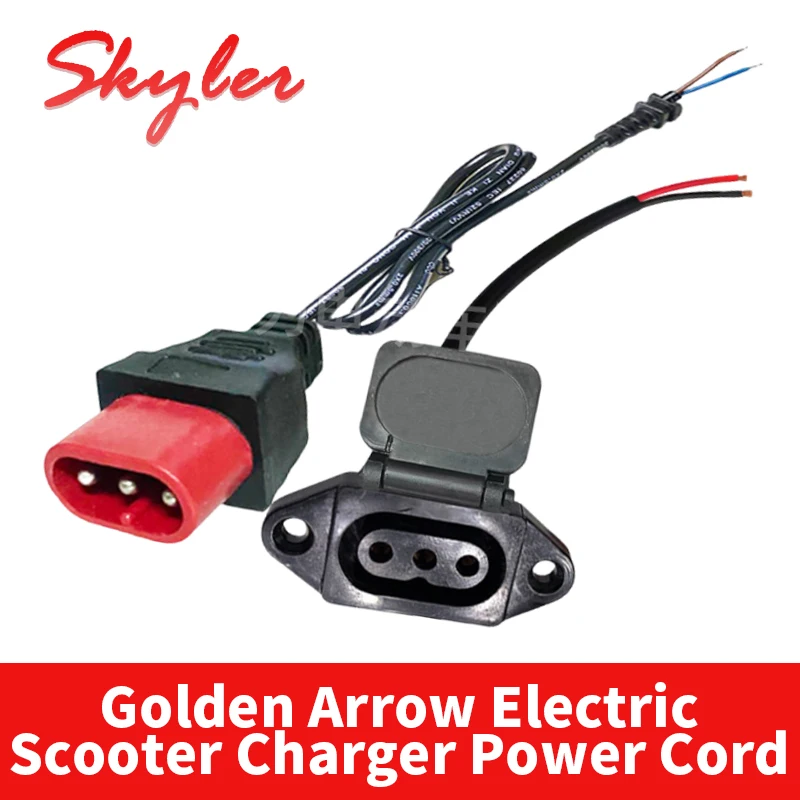 Cable de Carga para Scooter Eléctrico Golden Arrow de 20/80cm, Conector de Salida Redondo Especial de Tres Pines, Adaptador de Salida Cloud Plug