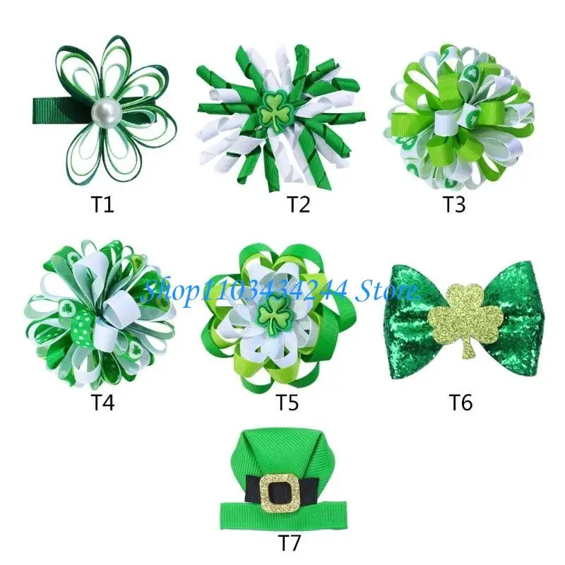 

G2TC Patrick's Hair Bows Irish Holiday Hairpin Trendy Hair Barrettes for Girl