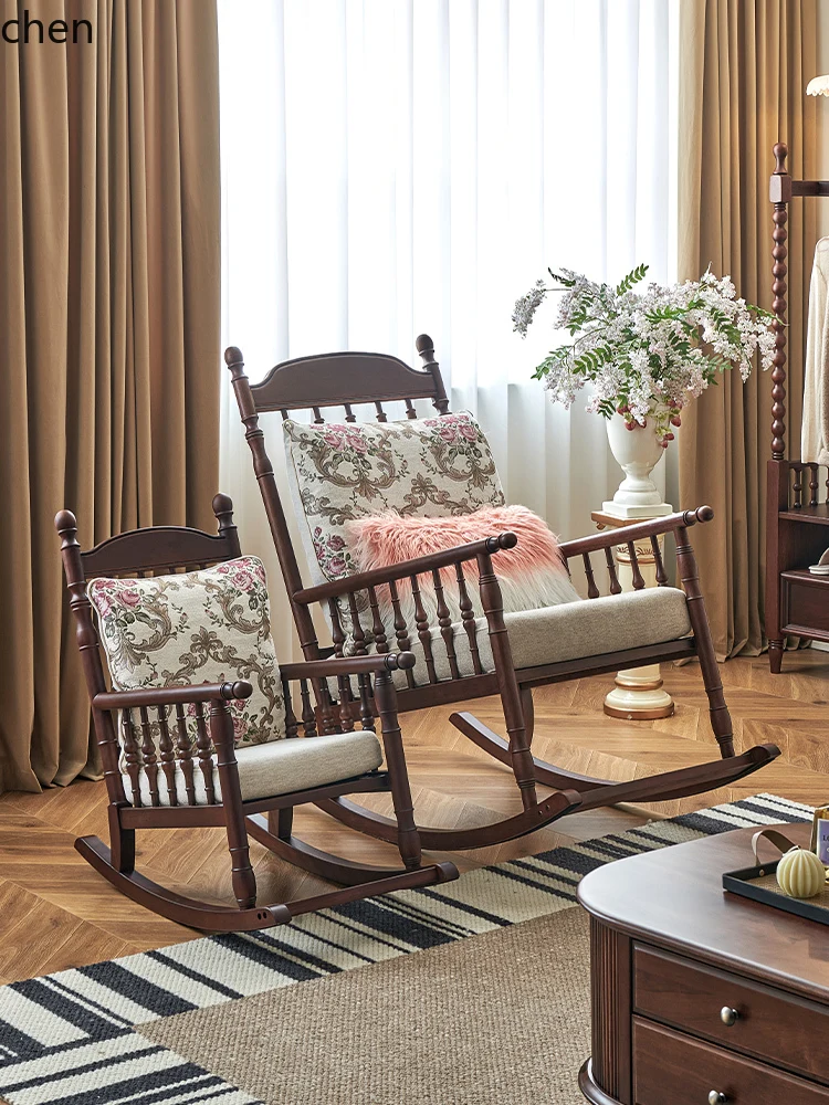 

HXL rocking chair adult balcony leisure sofa chair living room solid wood free chair