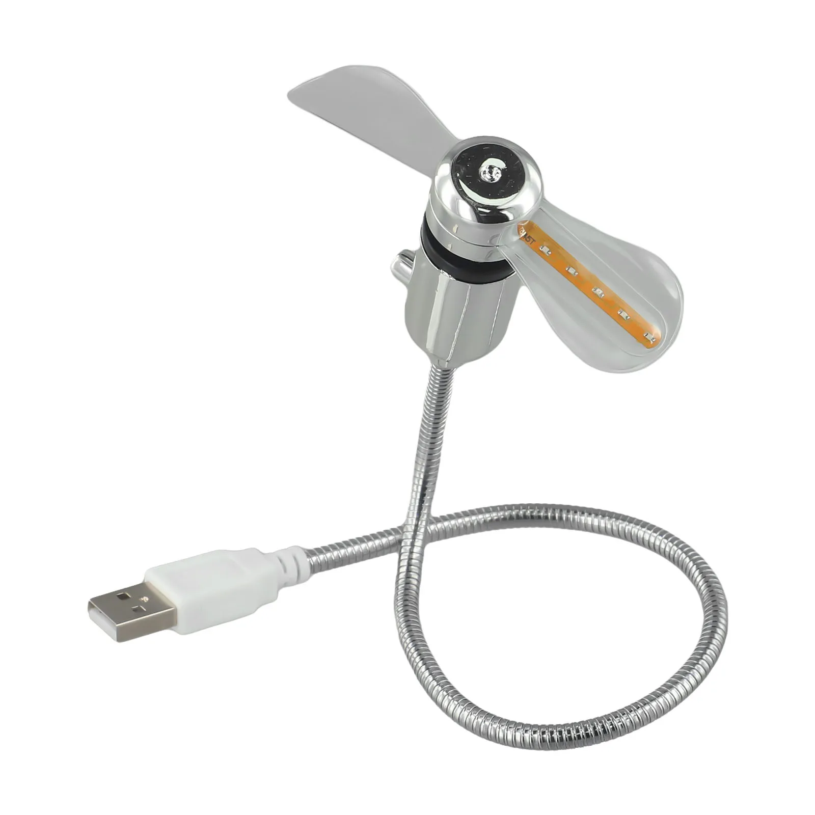 Brand New High Quality Practical LED Clock Fan Ventilator Time Setting USB 1.5W Adjustable Direction Metal Rotation