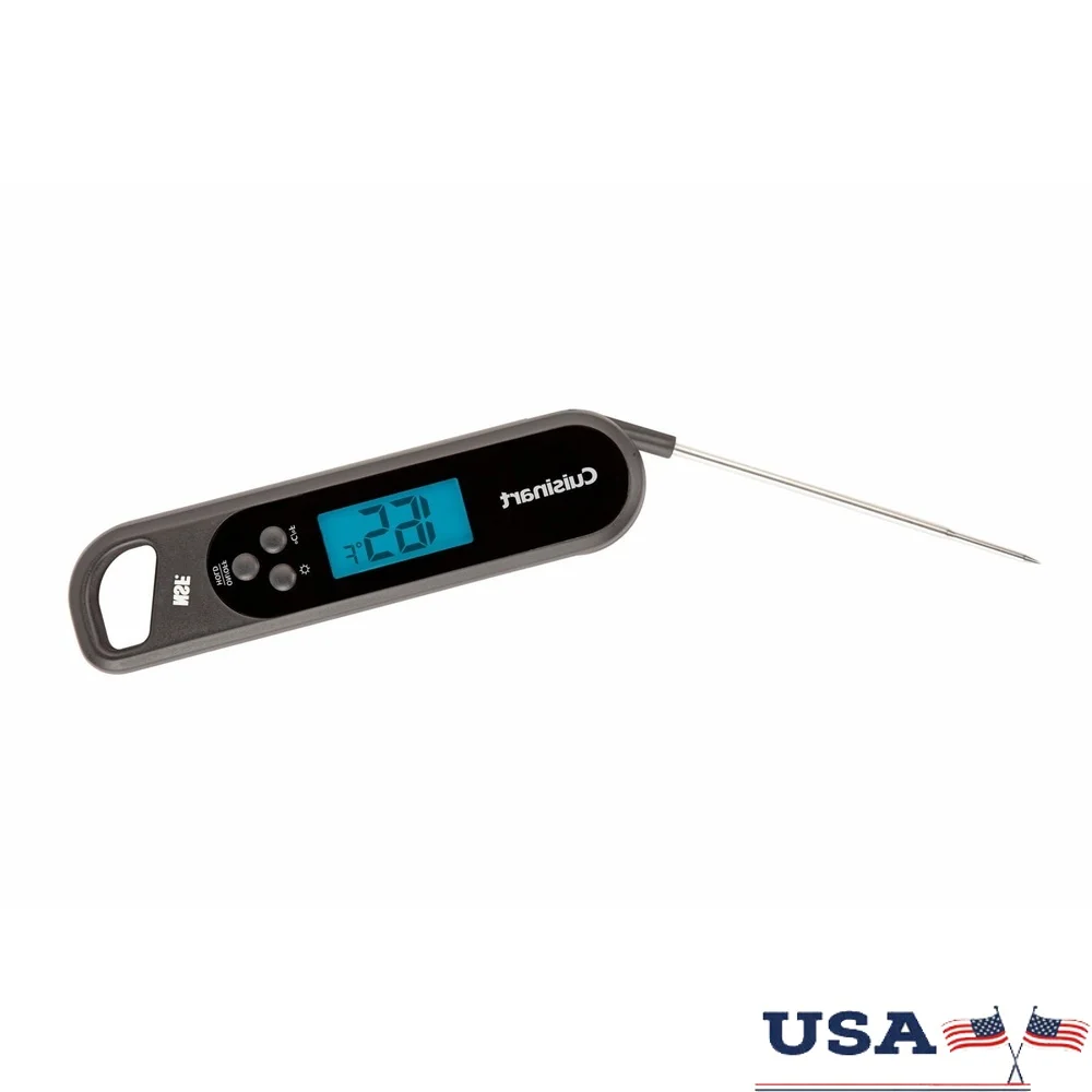 

Instant Read Folding Thermometer Stainless Steel Probe IPX66 Water Resistant Food Cooking Thermometer Magnetic Back Calibration