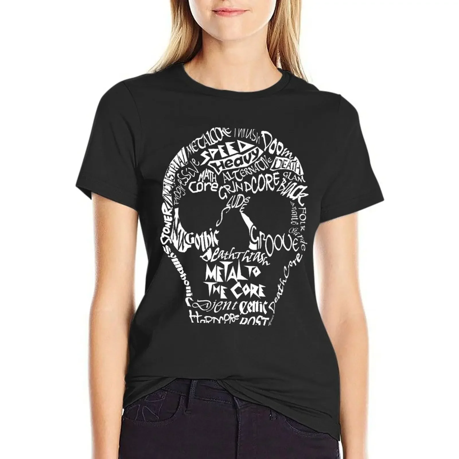 

Metal to the Core Skull Design T-Shirt customs design your own quick drying plus sizes spring clothes Women 2025