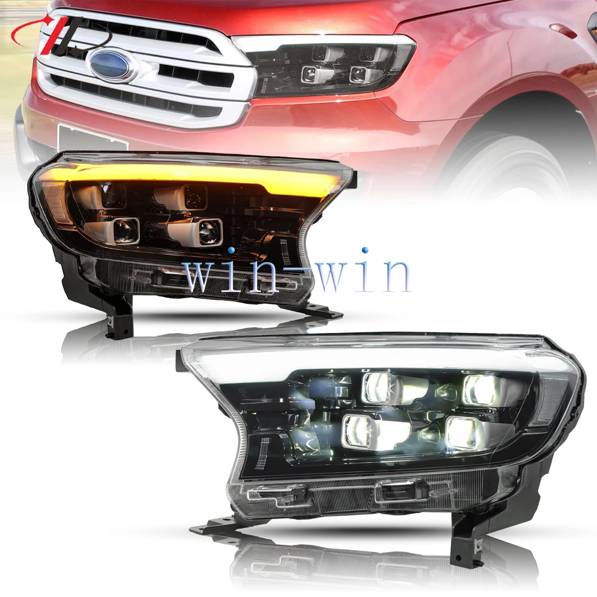 

Headlight Assembly For Ford Ranger T6 2015-2020 High-Quality Full LED light Source LED DRL LED Sequential a touch of blue