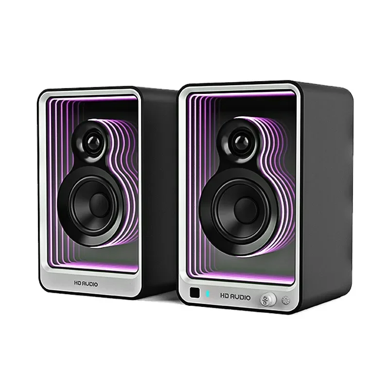 SR15 40W Powerful Caixa De Som Bluetooth Desktop Speaker with 3D Mirror Effect Home Theater System Computer TV Gaming HD Audio