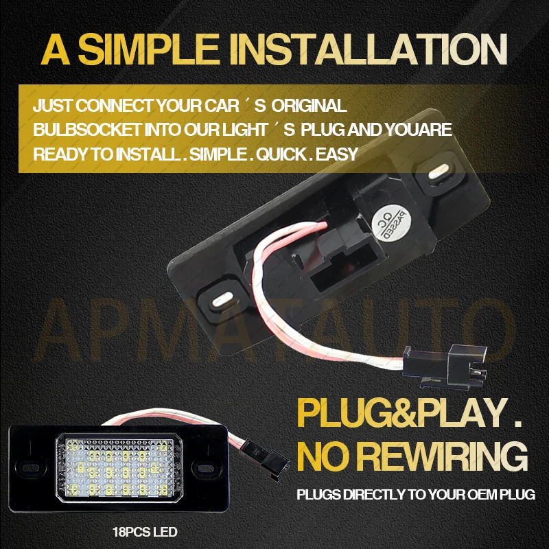 LED License Number Plate Light For Porsche Cayenne 955 957 For VW Passat B5.5 5D Touring Touareg 7L Tiguan CA204 Car Accessories - view 4