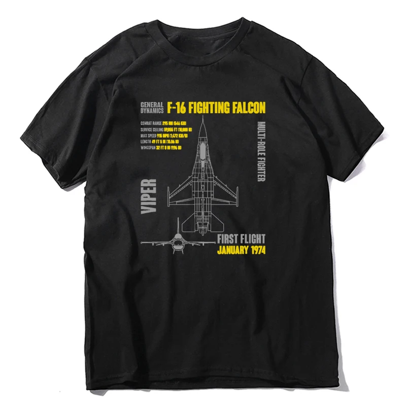 F-16 Fighting Falcon Military Aircraft Men  Short Sleeve Casual Cotton O-Neck