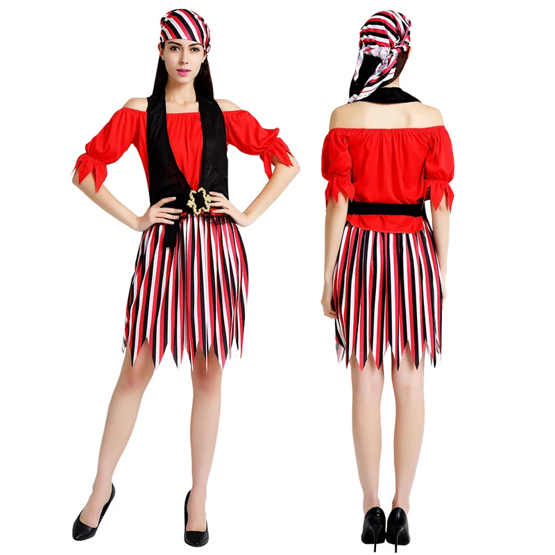 Donne Caribbean Pirates Dress costumi Cosplay Fancy Halloween Carnival Party Suits medievali Gothic Pirates Dress up