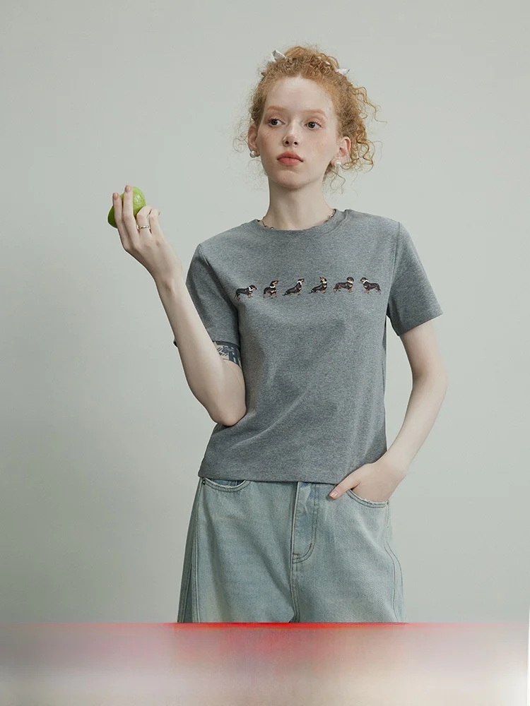 

Rabbit T-irt Doggy T-irt Puffy Skirt ort Sve round Ne Cotton 00% Summer Women's Faion Sauce Purple