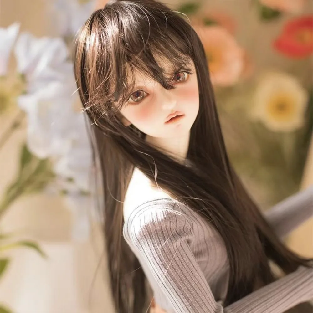 Kids Gift BJD/SD 1/6 Lolita Doll Wig Dark Brown Light Golden Doll Wig Accessories DIY Toys Dress Up Girl Doll