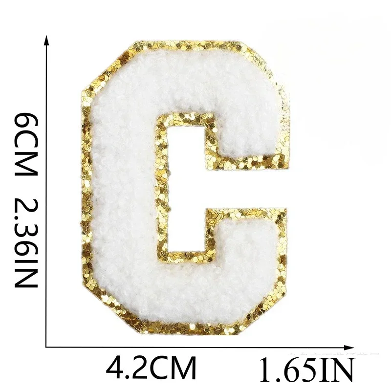 

6Cm Towel Embroidery English Letters Embroidery Cloth Sticker Computer Embroidery Label White Letters Iron on Patches for Cloths