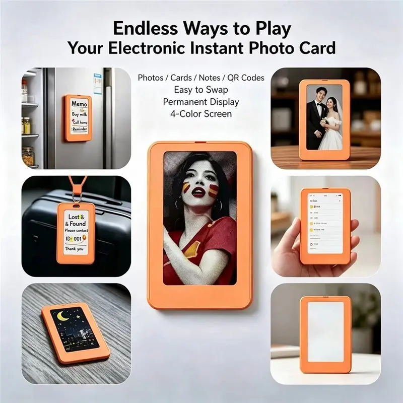 HGHO New E-Ink Screen Card DIY Photo Pendant - Refrigerator Magnet Design Your Own Customizable Smart Tag 3.7 Inch