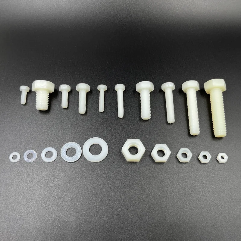 216 teile/satz weiße Nylon Sechs kant schraube Mutter Unter leg scheibe Set metrisch Gewinde Sechs kant schraube Kunststoff isolierte Schraube m4 m5 m6 m8 m10 – Detail 12