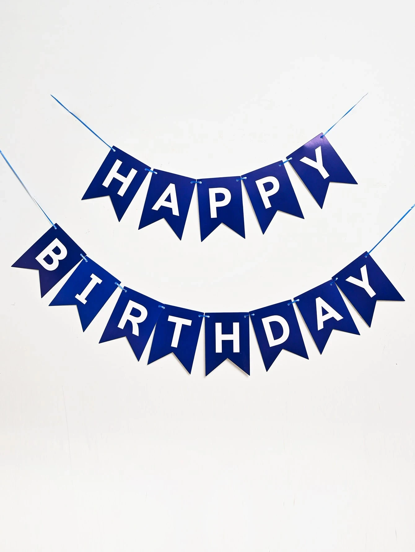 Navy Blue Happy Birthday Banner - Blue Letter Bunting Flag, Suitable for Men, Boys, Baby Showers, Wall, Door, Party, Tea Party Decorations