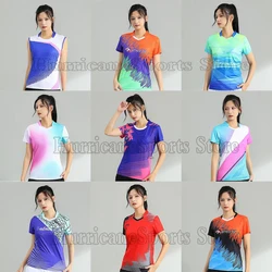 New Tennis Shirts Women Badminton T-shirts for Girls Table Tennis Train Shirt  Ping Pong Jerseys Gym Sports Kits S-3XL