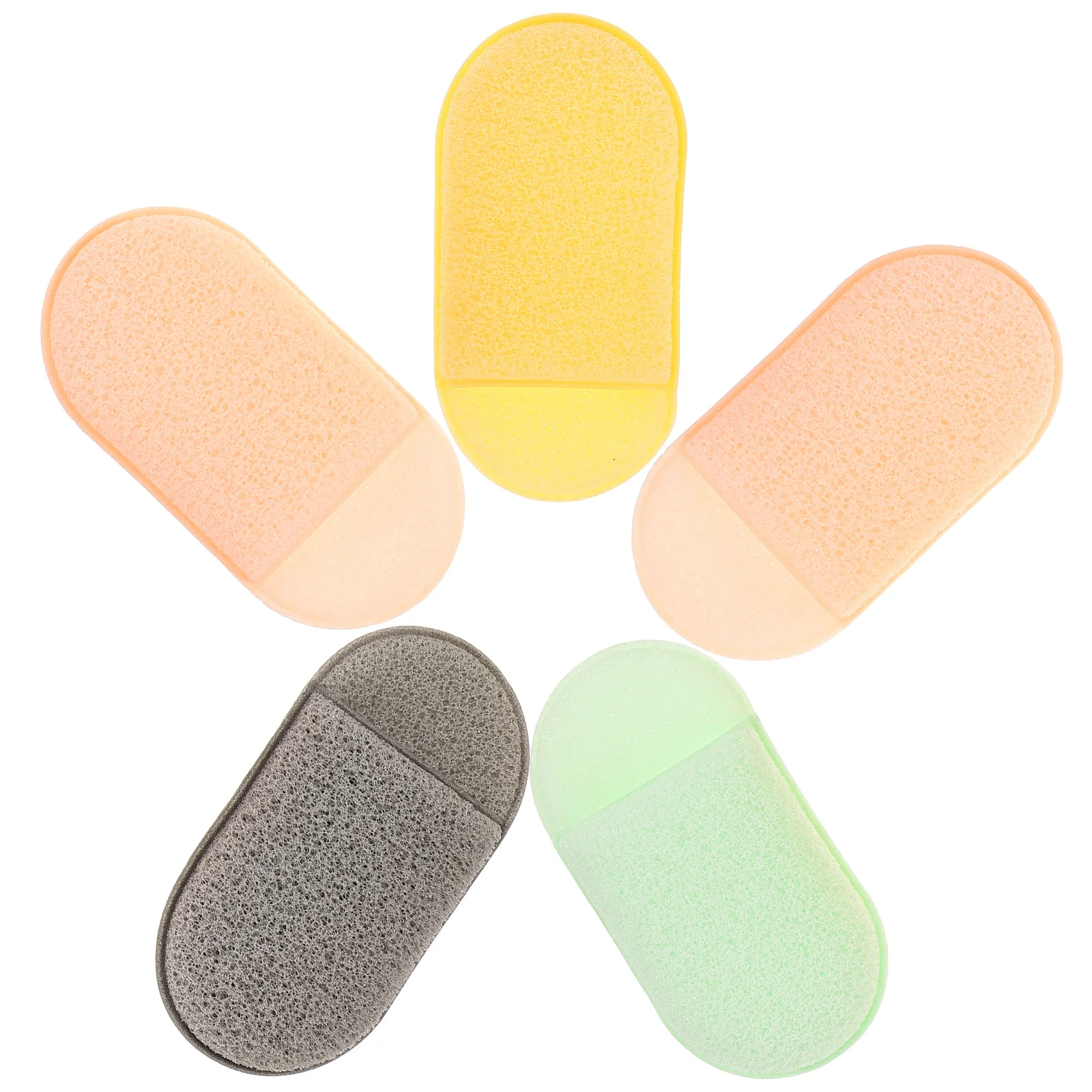 

5Pcs Face Sponges Portable Beauty Supplies Pink Gray Green Yellow Finger Makeup Tools Cleansing Pads Reusable Soft Travel