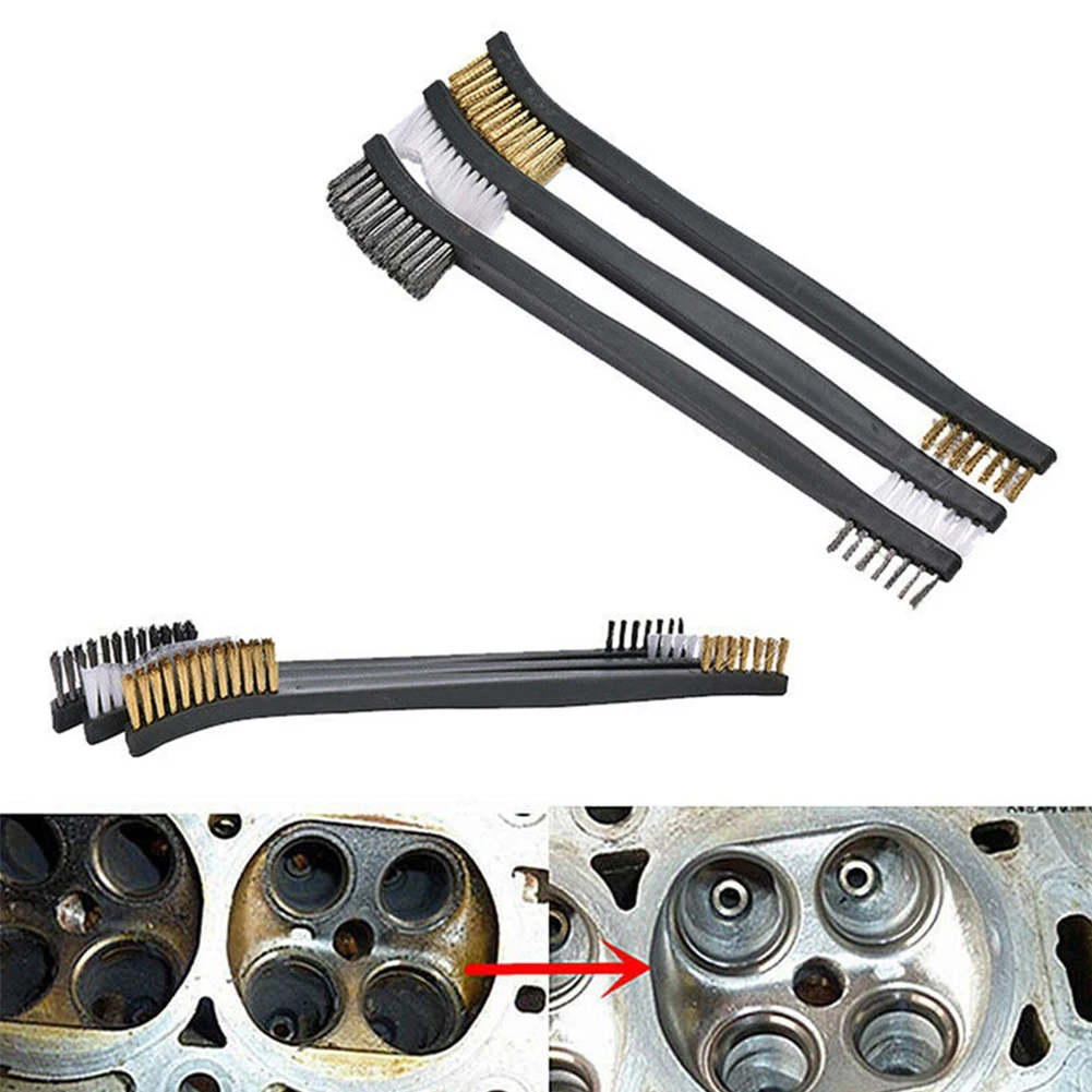 5pc Wire Brushes Double Head Wire Brush Steel Wire Copper Wire Nylon Cleaning Toothbrush Metal Rust Brush Polishing CleaningTool
