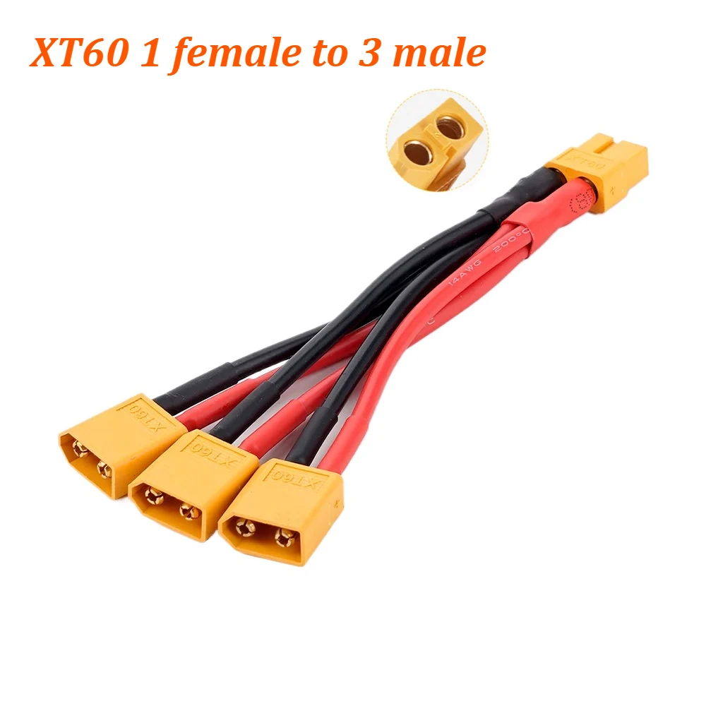 XT60 Parallelle Batterij Connector 3-Way 14AWG Siliconen Draad Mannelijke/Vrouwelijke Dual Extension Y Splitter 100mm voor acculader Motor