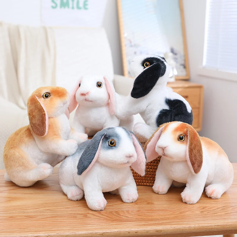 New Lifelike Rabbit Plush Toys Real Life Cute Stuffed Animal  Bunny Soft Doll  Birthday Gift Kids Toy