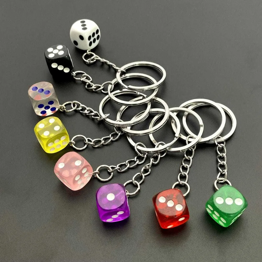 Colorful Keyring Mini Cute Creative Dice Charm Key Chain Unisex Fashion Accessory Men Women Car Decoration Party Small Gift - Detail 1