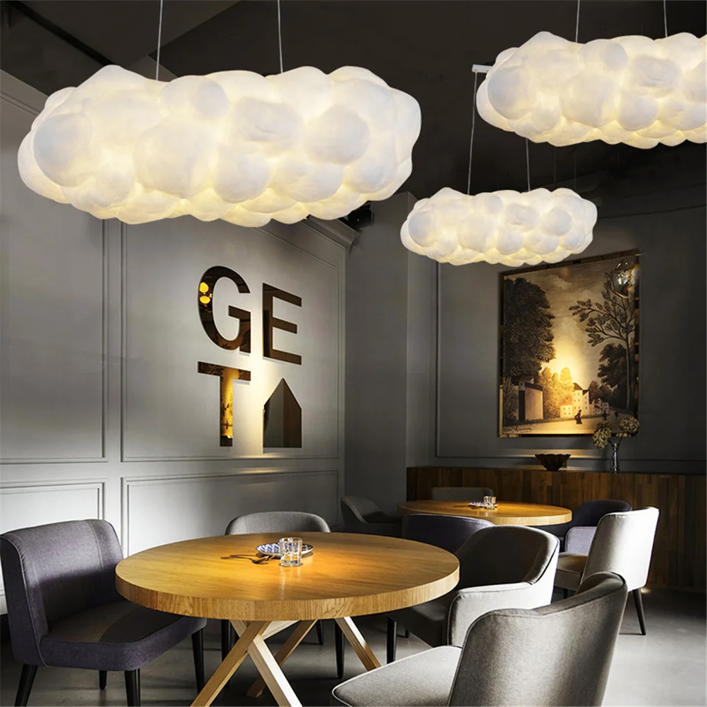 Lámpara colgante con forma de nube para restaurante, luz flotante blanca moderna para decoración de comedor y cocina