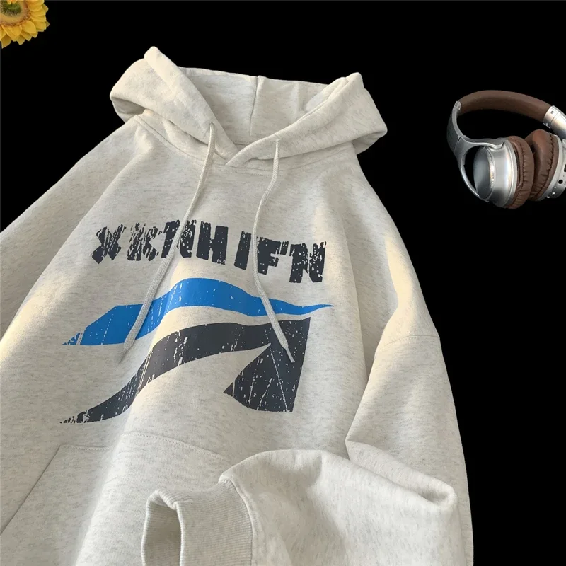 

Autumn Winter New Hoodies for Men Oversized Hoodie Sweatshirt Letter Graphic Hip Hop Loose Casual Tops Simple Harajuku Hooded