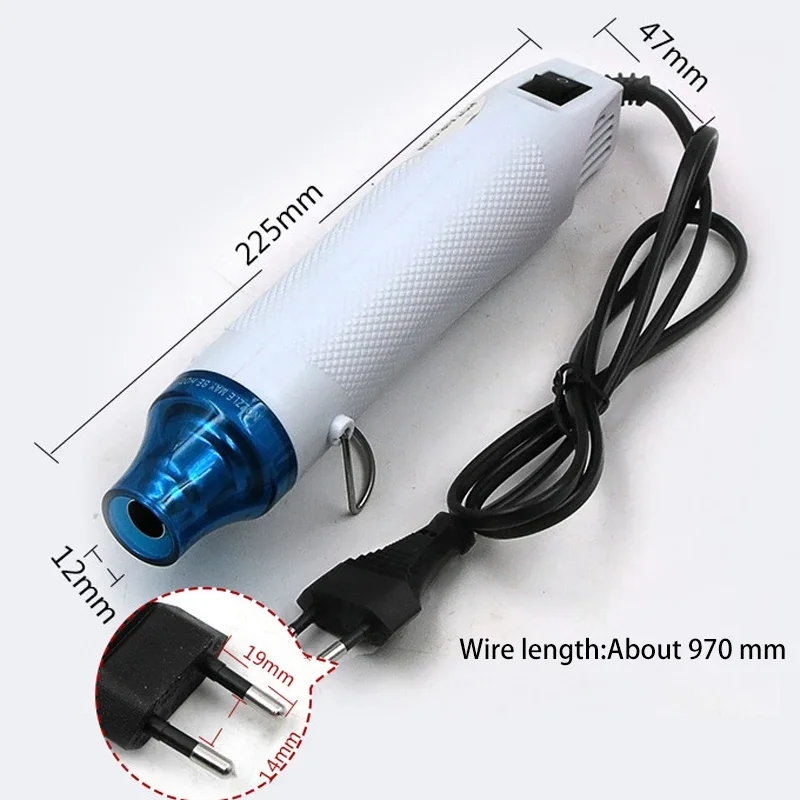 Pistolet na gorące powietrze 220V Pistolet lutowniczy z temperaturą DIY Rzemiosło Elektryczna suszarka na gorące powietrze Mini opalarka do rur termokurczliwych Okład samochodowy — zdjęcie 7