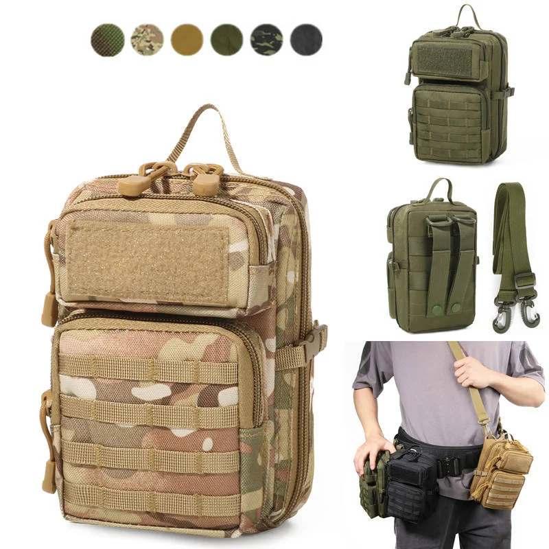 

Тактическая сумка-кошелек Molle 3P для телефона, камуфляжная, водонепроницаемая, нейлоновая, на пояс, EDC, поясная сумка