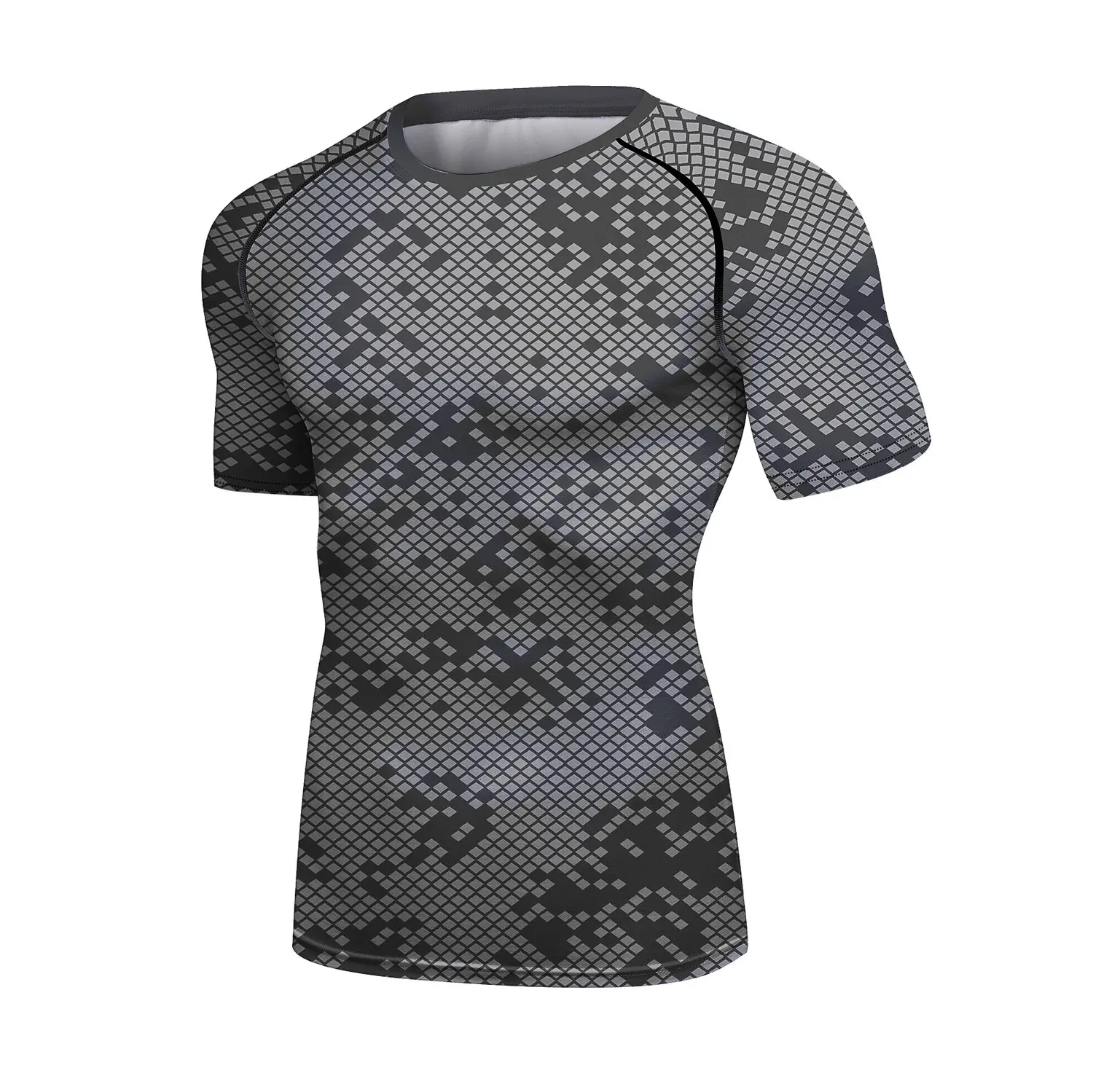 Men's Compression Shirts Short Sleeve Printing Dry Fit T Shirt Fitness Running Athletic Workout Sports Baselayer Tee (221514)