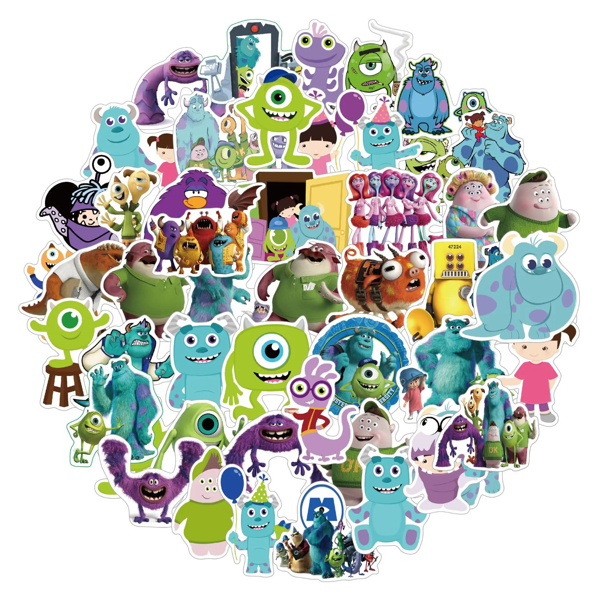 50pcs Disney Monsters University Sticker Girl Gift DIY Phone Laptop Luggage Skateboard Graffiti Decals Fun Kid Cartoon Decor