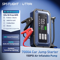 ​​UTRAI All-in-One 7000A Car Jump Starter with Air Compressor &  OBD Diagnosis & Outdoor Camping Lights Emergency Boosters