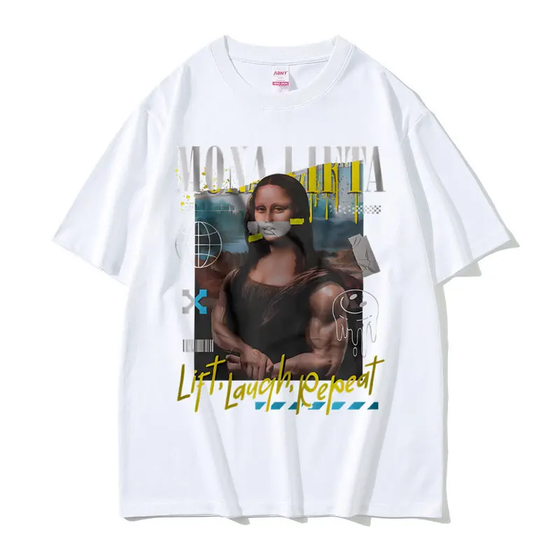 Funny Mona Lifta Oversized Pump Cover Meme Graphic Tshirt Men Vintage Gym Fitness T-shirt Summer Male Soft Cotton T Shirts