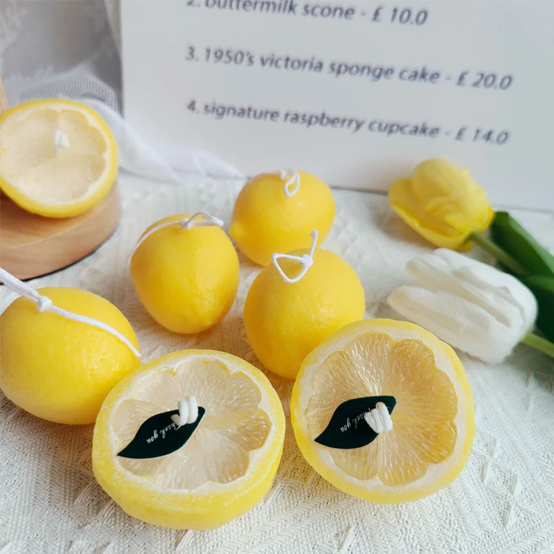 Lemon Scented Candle Simulation Half a Lemon Shooting Props Fragrance Soy Wax Candles Home Decorations Handmade Gifts