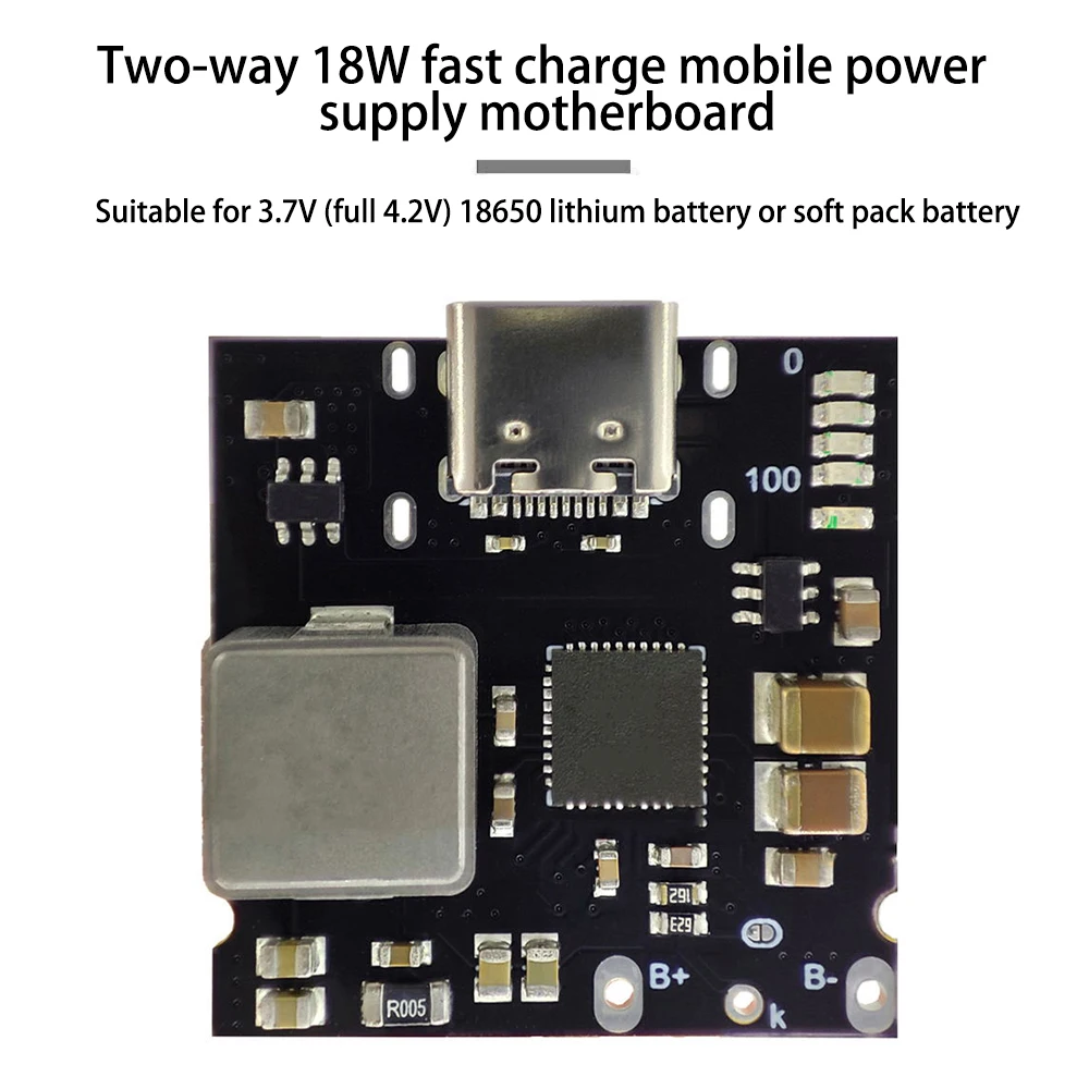 TYPE-C PD 18W zasilacz szybkie ładowanie telefonu komórkowego litowo-jonowy 18650 3.7V 4.2V akumulator płytka ładująca DC-DC zwiększyć moduł Boost