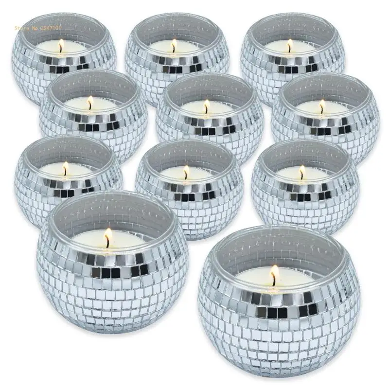 Round Ball Tealights Holder Mirrored Votive Jar Decorative Candlesticks Centerpieces Wedding Decorations Dropship