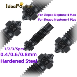 For Elegoo Neptune 4 Max/4 Plus Hardened Steel Nozzle Upgraded 0.4/0.6/0.8mm Neptune 4 Max/4 Plus hotend Kit Nozzle High Speed