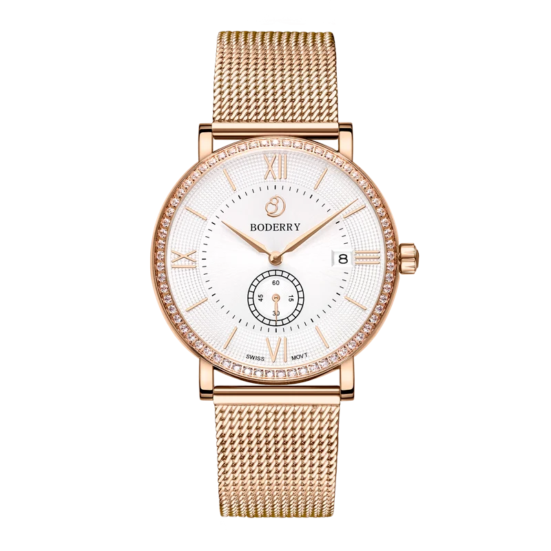 

Boderry швейцарские кварцевые часы ELEGANT II, роскошные элегантные деловые водонепроницаемые наручные часы для мужчин и женщин, унисекс