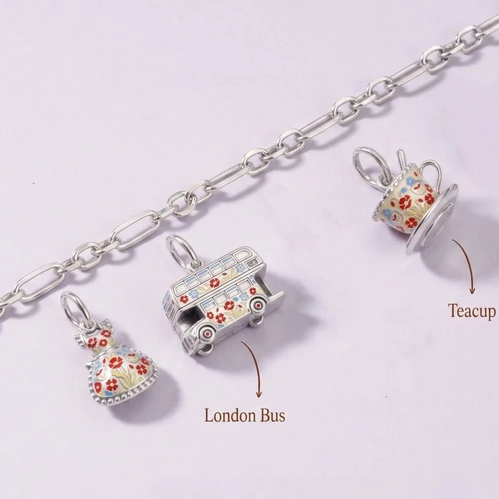 Stainless Steel Cartoon Pendants British Theme Enamel Material Jewelry Making Charms Miniture Lightweight DIY Charm Necklace