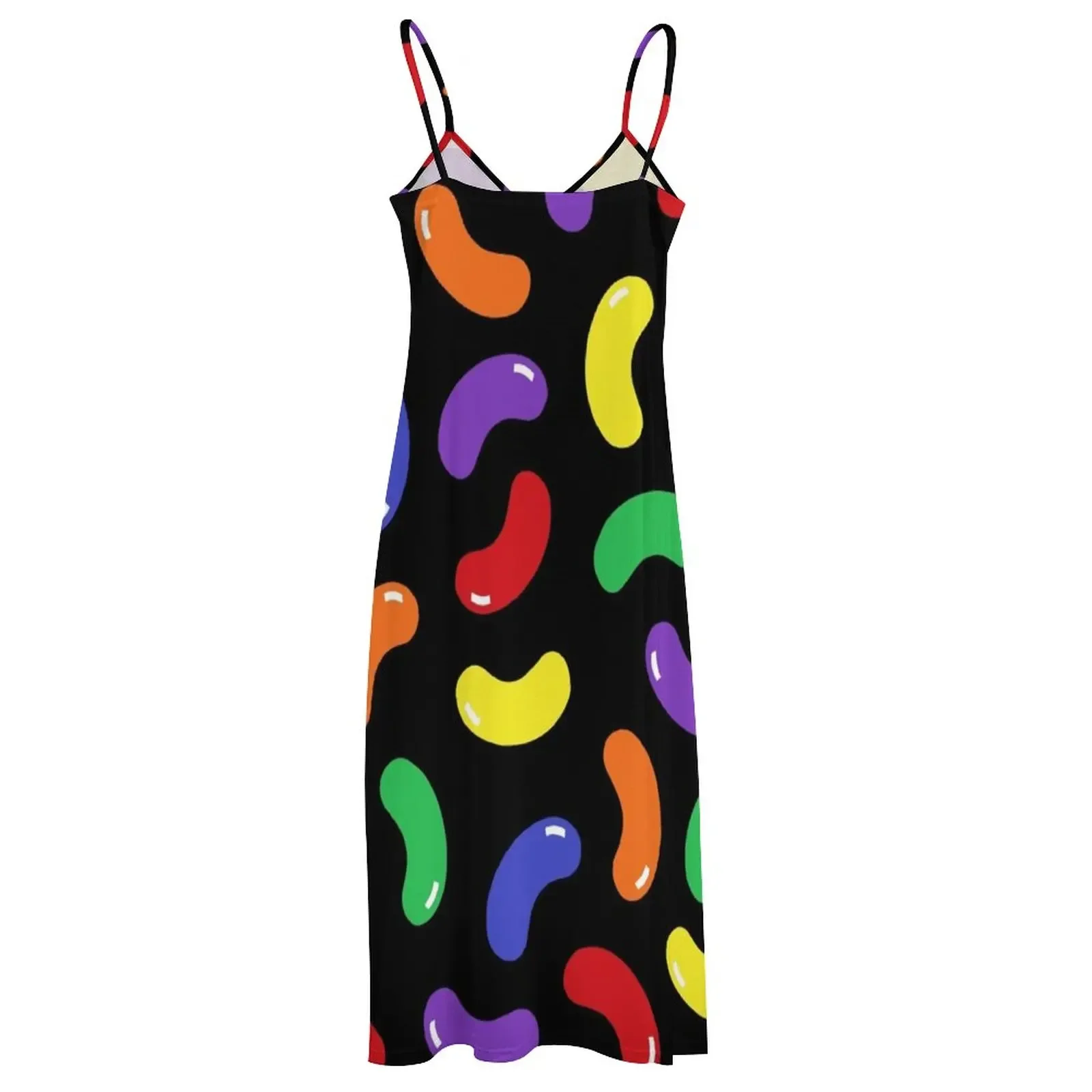 Jelly Bean Pattern Sleeveless Dress for Women, Evening Clothes for Ladies