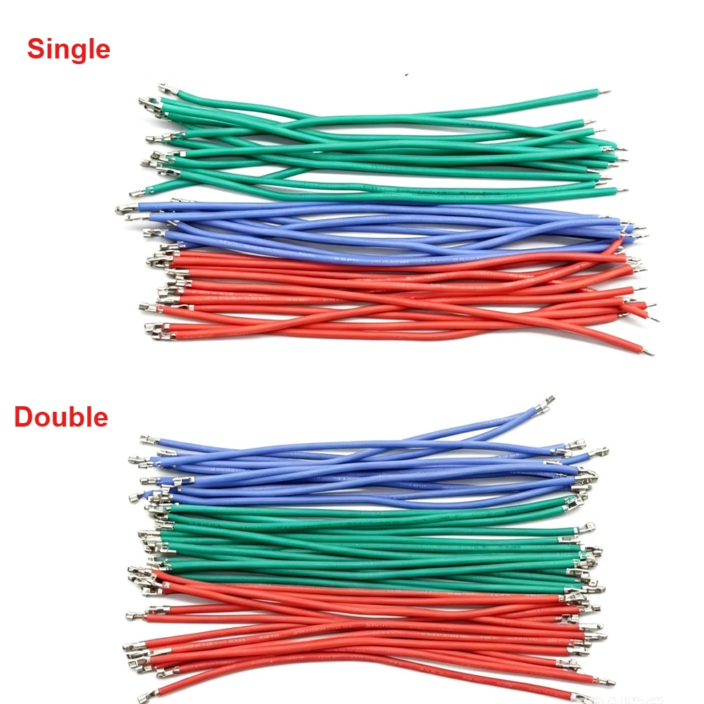 100pcs PH2.0mm High-temperature Resistant Soft Silicone Terminal Wire 3239-22AWG Pressure Terminal Spring Single/double Head