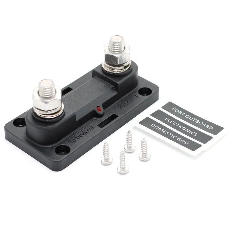24v Heavy Duty M10 Bolt Down Anl Fuse Block Holder With Red LED Indicator Light