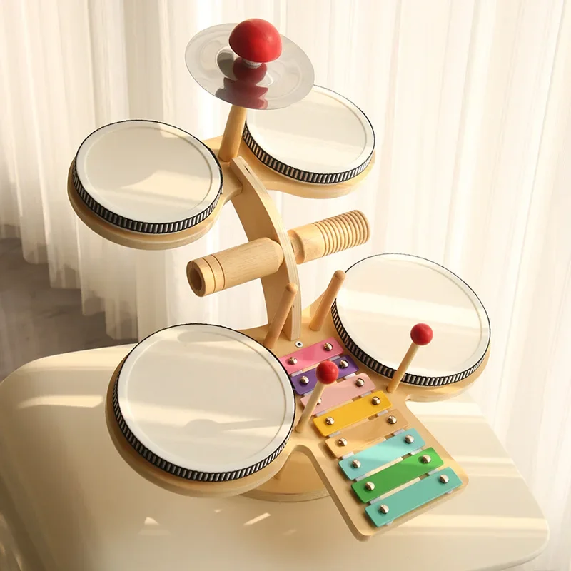 

Wooden kitten multi-functional music station early education puzzle hand-eye coordination multi-functional drum set