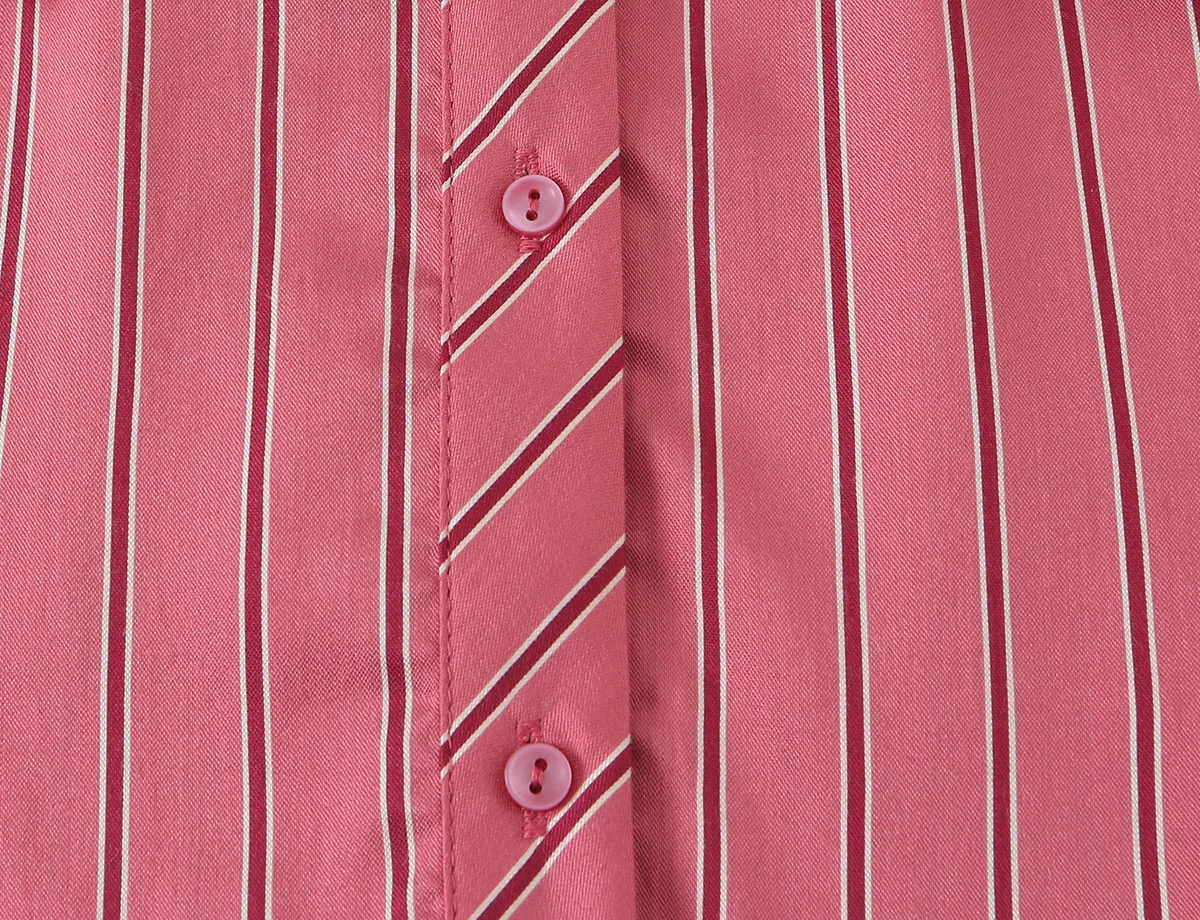 BSAY 2026 Damenbluse im französischen Stil, gestreift, eleganter Schal zum Binden am Hals, lange Laternenärmel, Knopfleiste vorne, lockeres Büro-Arbeitsshirt, Oberteil – Detail 7