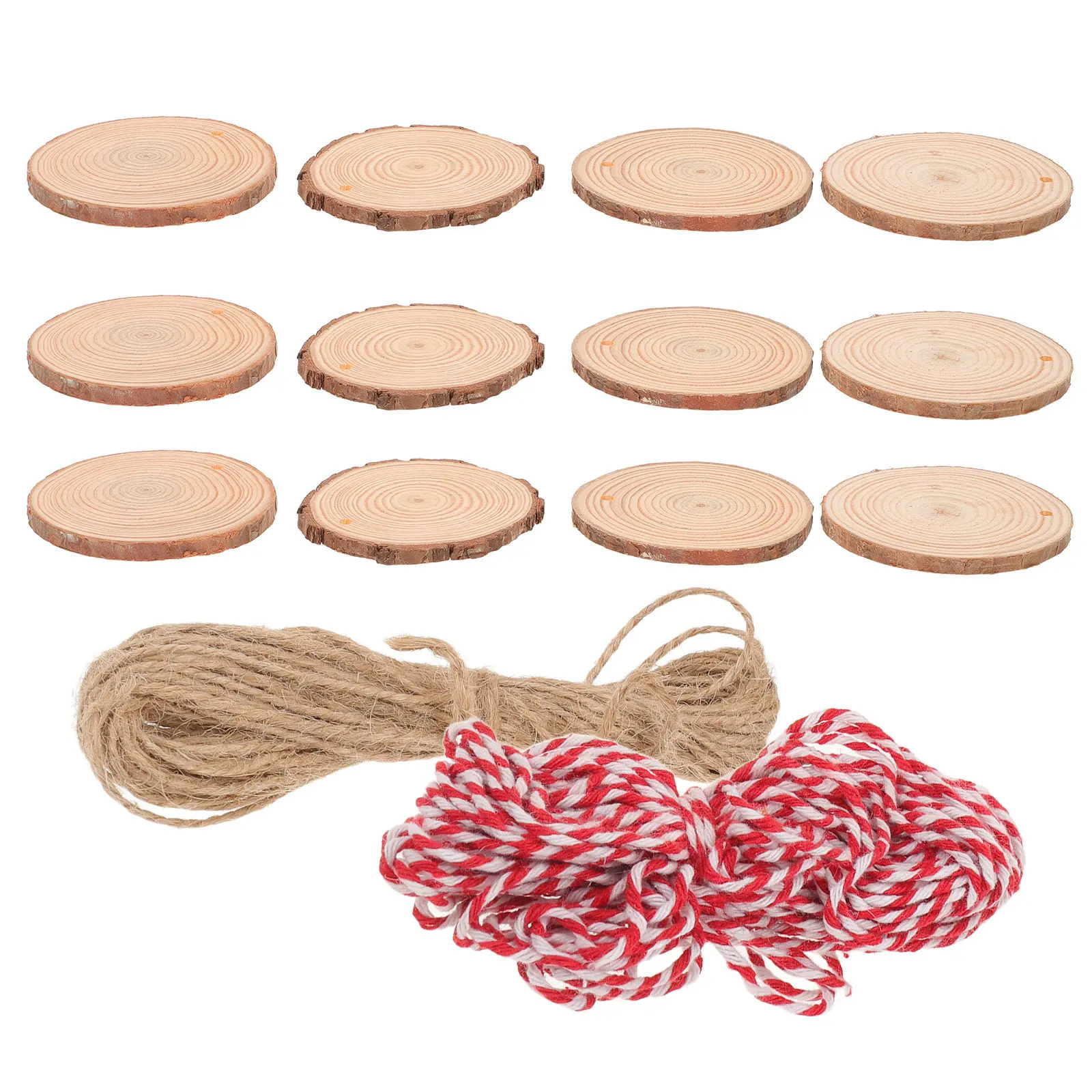 

30Pcs Pine Wood Discs Unfinished Predrilled Natural Tree Slices Rustic Wood Rounds for Crafts Ornaments Decoration DIY Home