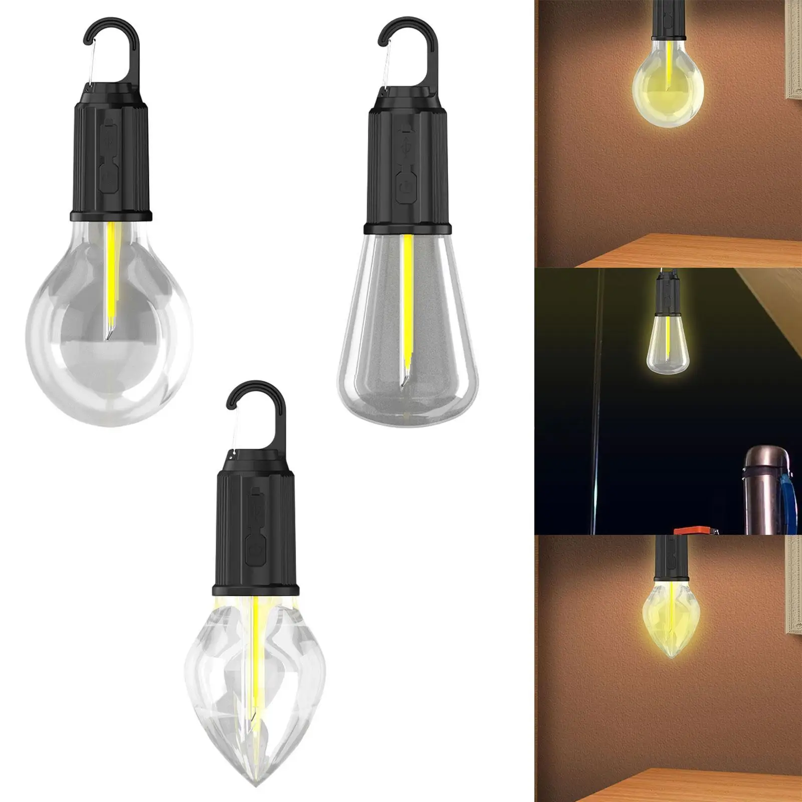 Camping Light Compact Waterproof 3 Lighting Modes Tent Light with Clip Hook for Backpacking Fishing Traveling Garage Hiking